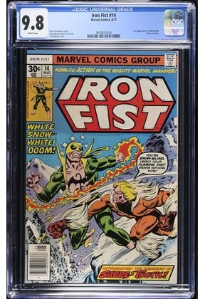 IRON FIST #14 CGC 9.8 WHITE 1ST SABRETOOTH ORIGINAL OWNER COPY #4649635016