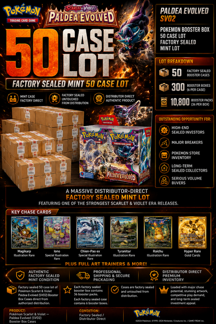 PALDEA EVOLVED SVO2 POKEMON 50 CASE LOT DISTRIBUTOR DIRECT FACTORY SEALED