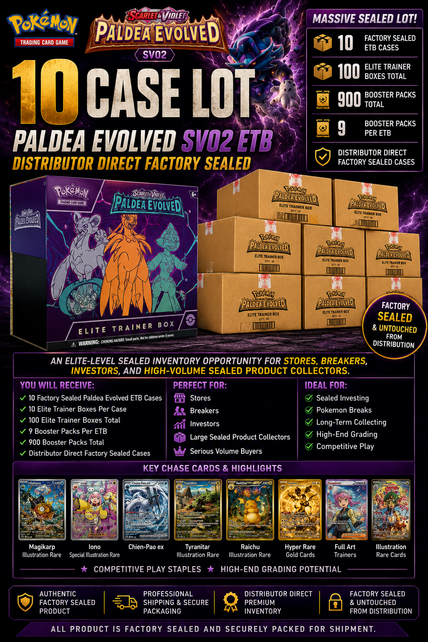 POKEMON PALDEA EVOLVED SV02 ETB 10 CASE LOT DISTRIBUTOR DIRECT FACTORY SEALED - Copy