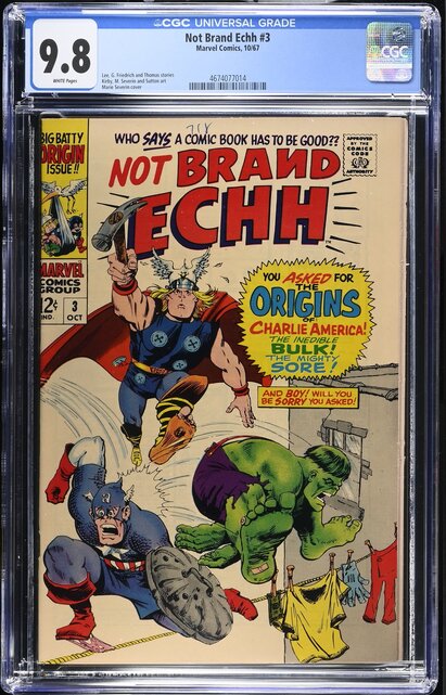 NOT BRAND ECHH #3 CGC 9.8 WHITE TOP POP ONLY 7 IN 9.8 NONE HIGHER #4674077014
