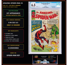 AMAZING SPIDER-MAN #5 CGC 6.5 RARE UK ED. 1ST DOCTOR DOOM X-OVER #1294930002