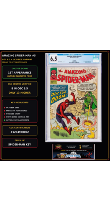 AMAZING SPIDER-MAN #5 CGC 6.5 RARE UK ED. 1ST DOCTOR DOOM X-OVER #1294930002