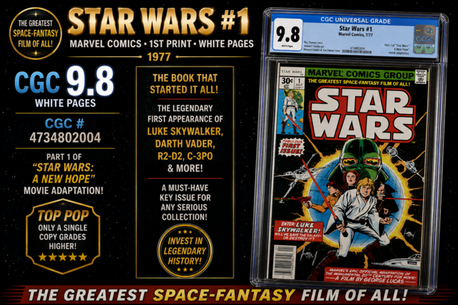 STAR WARS #1 1977 CGC 9.8 WHITE PAGES 1ST PRINT MARVEL COMICS CGC #4734802004