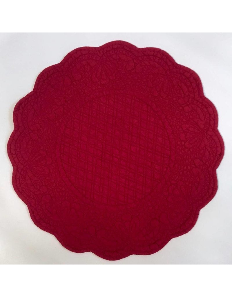 Quilted Round Placemat, Red - Amelie Michel, LLC