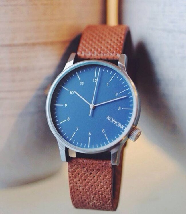 Horloge Komono Blauw Cognac
