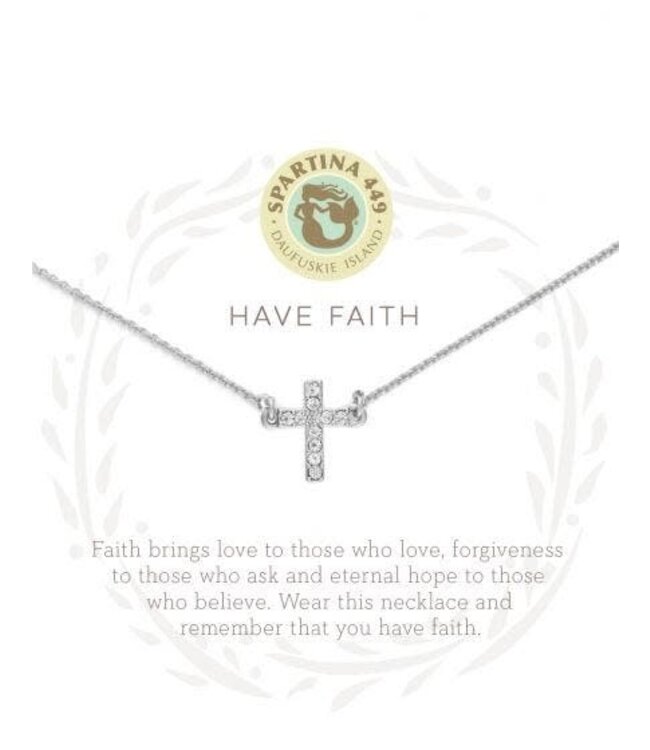 Spartina SLV Necklace 18" Have Faith/Cross SIL