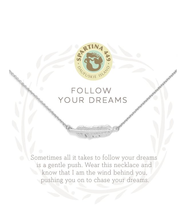 Spartina SLV Necklace 18" Follow Your Dreams/Feather SIL