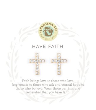 Spartina SLV Stud Earrings Have Faith/Cross