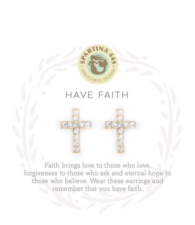 Spartina SLV Stud Earrings Have Faith/Cross