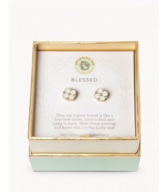 Spartina SLV Stud Earrings Blessed/Crystal Clover