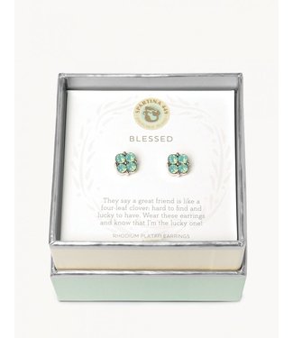 Spartina SLV Stud Earrings Blessed/Sea Foam Clover