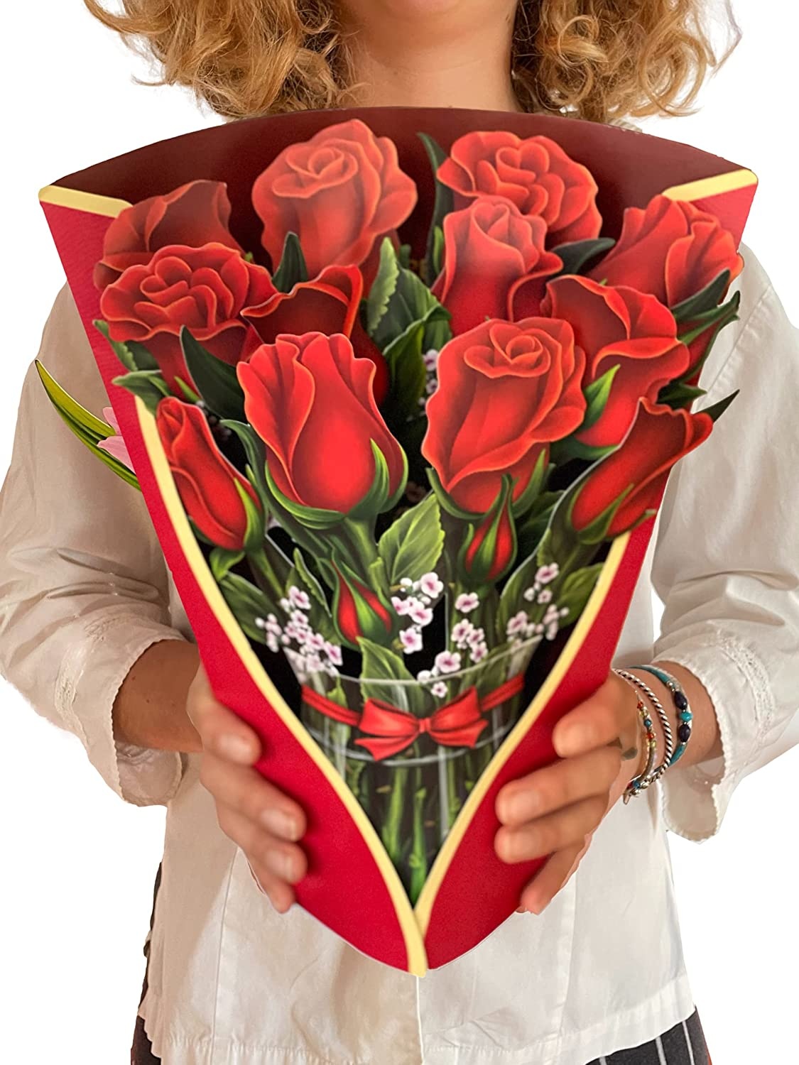 Freshcut Paper Red Roses 3D Pop Up Bouquet