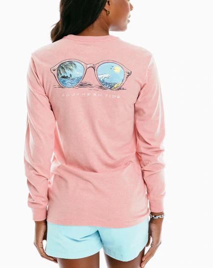 Southern Tide Women's Beach State of Mind Long Sleeve T-Shirt Heather Pale Primrose S