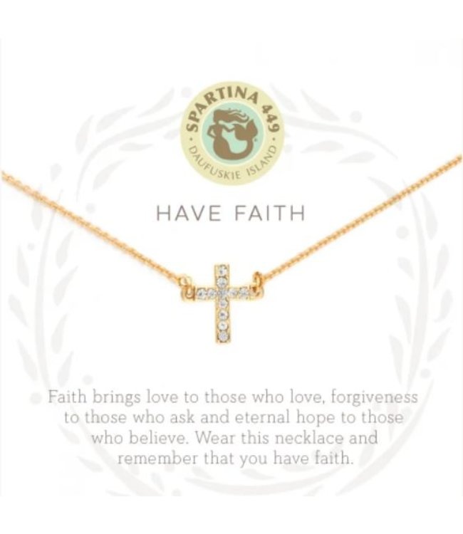 Spartina SLV  Necklace 18" Have Faith/Cross