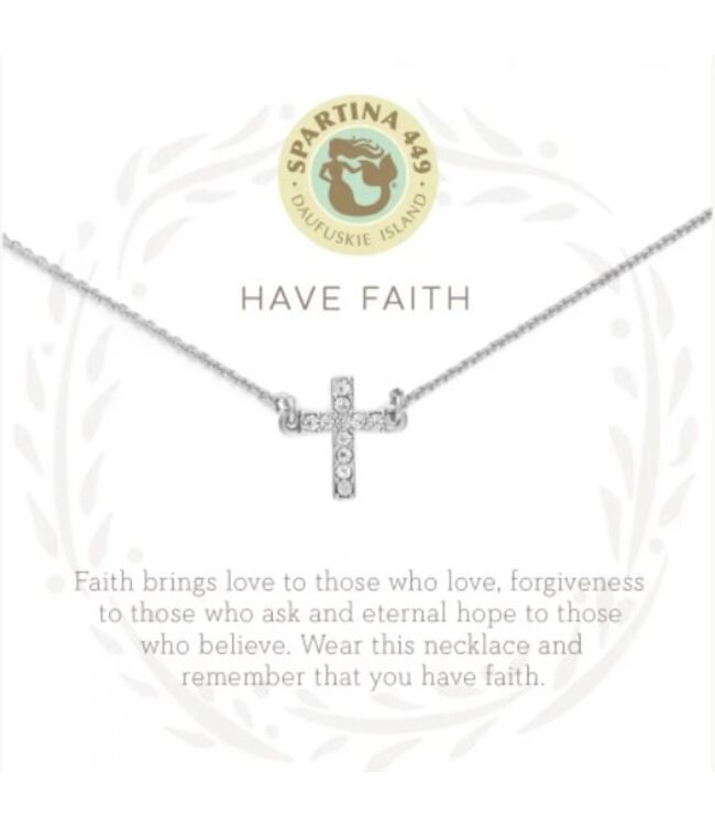 Spartina SLV  Necklace 18" Have Faith/Cross