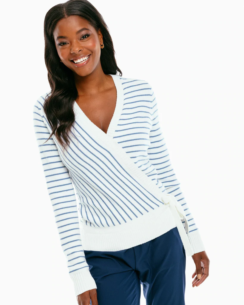 Southern Tide Women's Kennedy Wrap Striped Sweater M