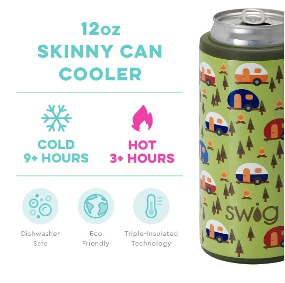 Swig-Occasionally Made, LLC Happy Camper Skinny Can Cooler 12oz