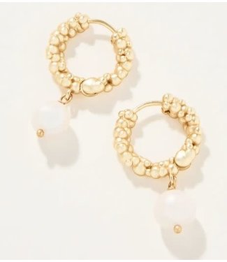 Spartina Bubble Hinged Hoop Earrings Pearl