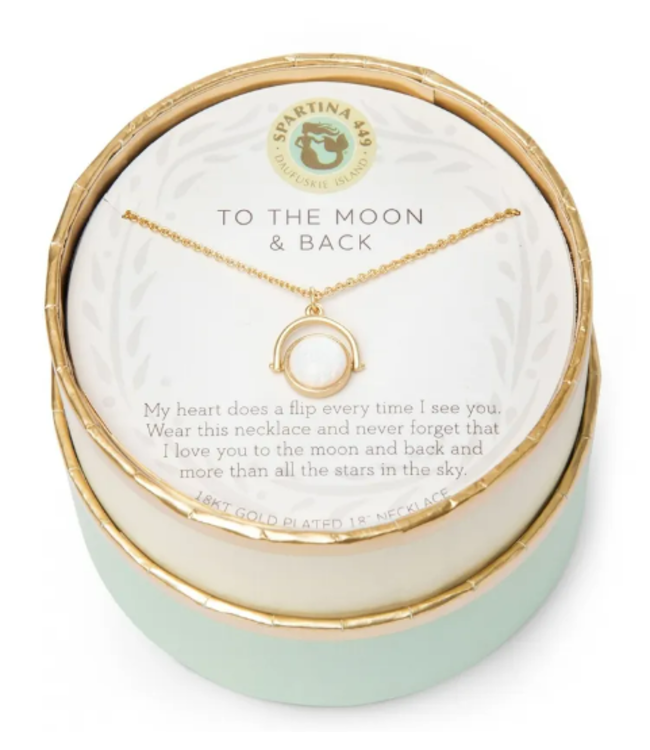 Spartina SLV Necklace 18" To The Moon Back/Heart Flip