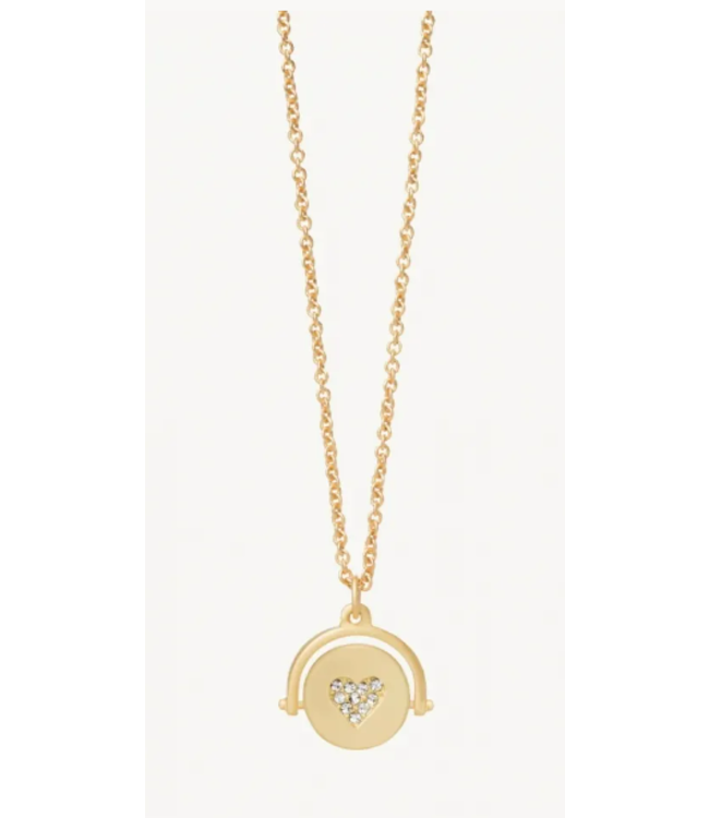Spartina SLV Necklace 18" To The Moon Back/Heart Flip