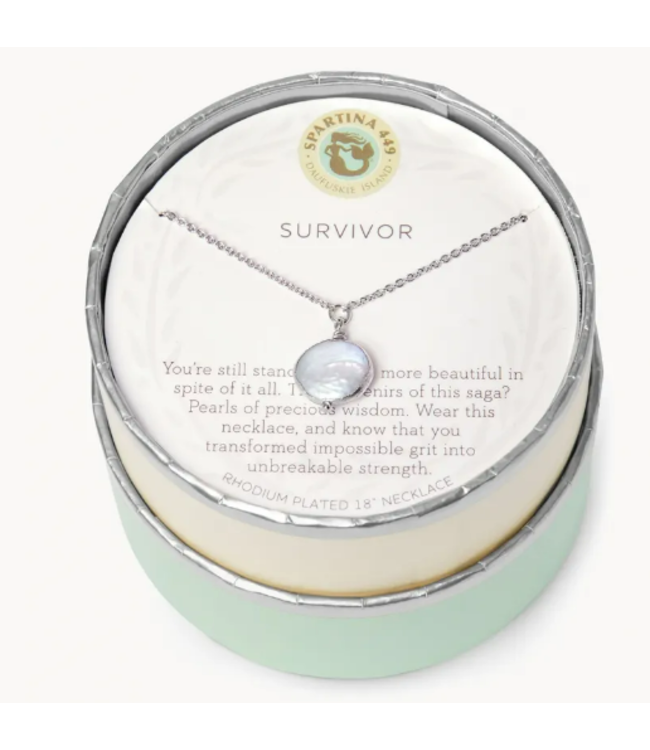 Spartina SLV Necklace 18" Survivor/Coin Pearl SIL