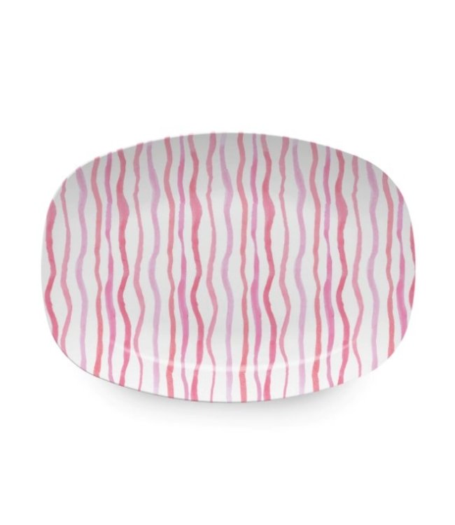 Mariposa Pink Stripe Tease Platter- Tray Chic