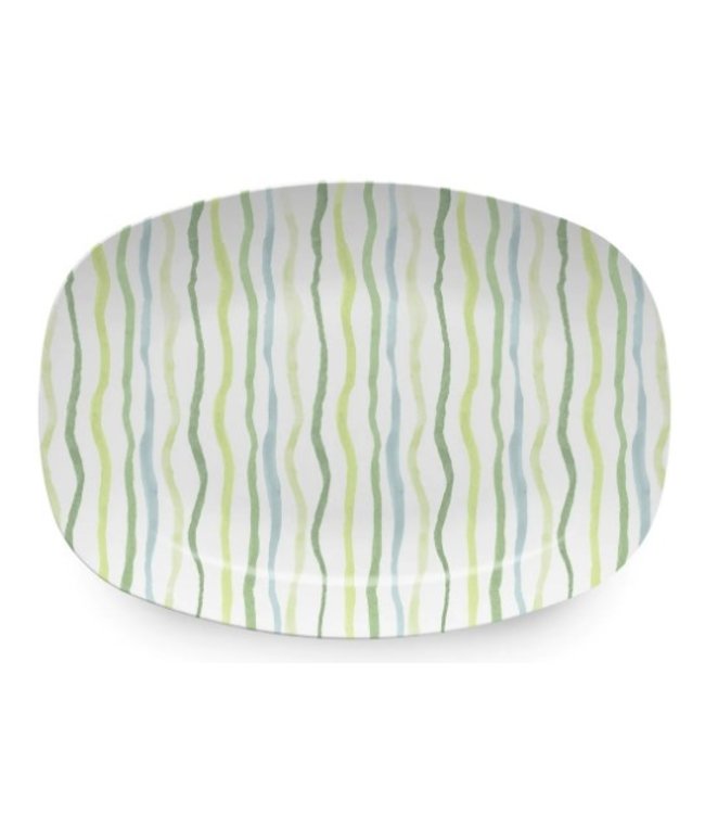 Mariposa Green Stripe Tease Platter- Tray Chic