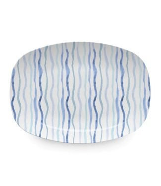 Mariposa Blue Stripe Tease Platter- Tray Chic
