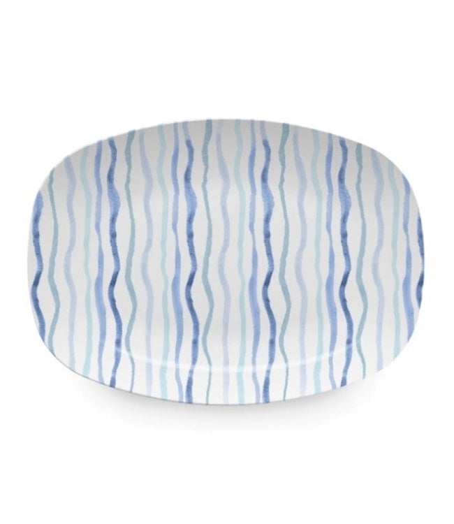 Mariposa Blue Stripe Tease Platter- Tray Chic