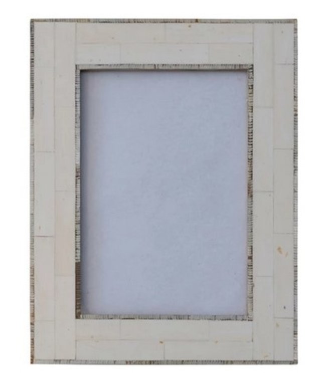 Resin Photo Frame w/ Horn Inlay- Ivory Color