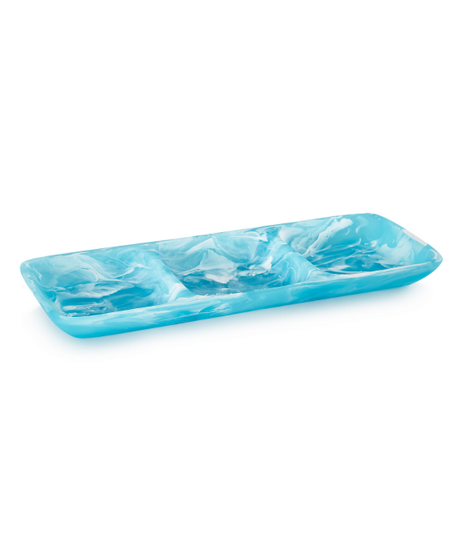 3 Part Tray Medium- Aqua Swirl