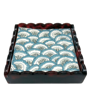 Mariposa Tortoise Blue Scalloped Napkin box Set|7028-C
