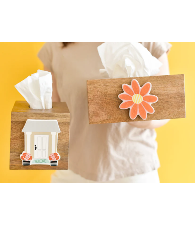 Happy Everything Mini Wood Rectangle Tissue Box