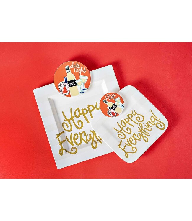 White Stripe Happy Everything Big Square Platter