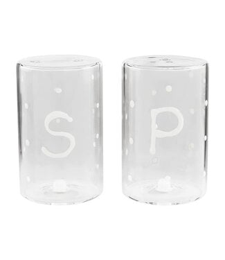 Mud Pie Happy Glass Salt & Pepper Set