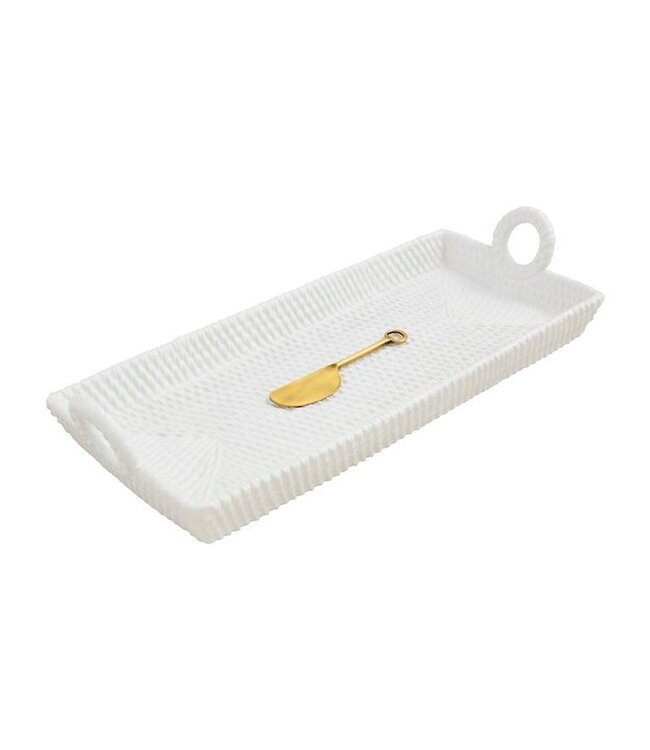 Mud Pie Woven Stoneware Tray Set