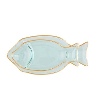Mud Pie Gold Edge Fish Tray Set