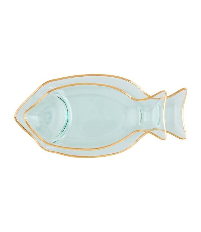 Mud Pie Gold Edge Fish Tray Set