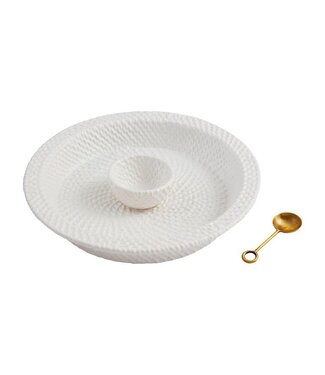 Mud Pie Woven Stoneware Chip & Dip Server Set