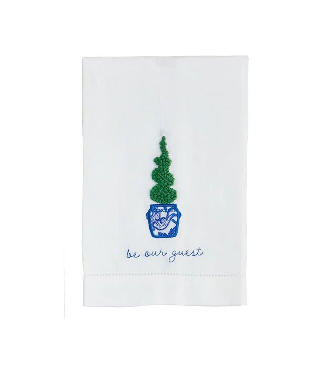 Mud Pie Guest Boxwood Embroid Towel