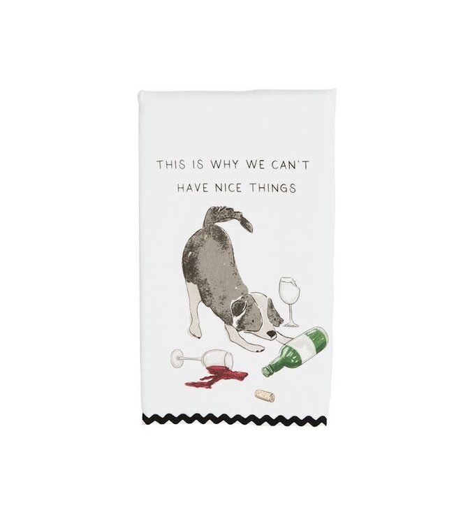 Mud Pie Spilled Dog Ric Rac Towel
