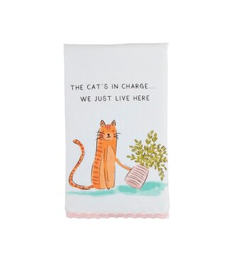 Mud Pie Cat In Charge Ric Rac Towel