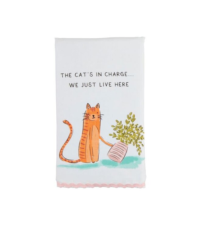 Mud Pie Cat In Charge Ric Rac Towel