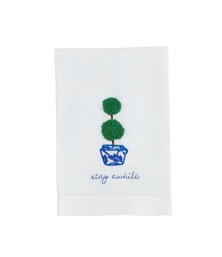 Mud Pie Stay Boxwood Embroid Towel