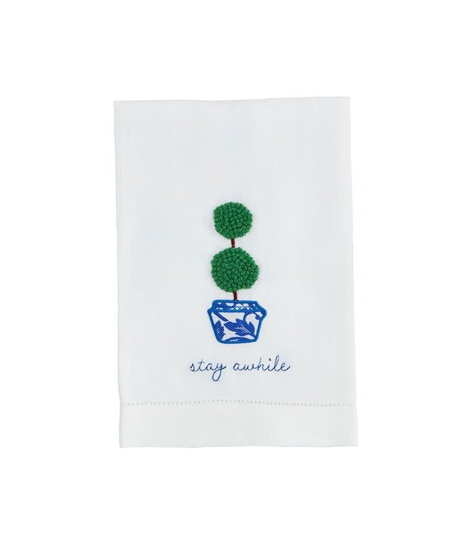 Mud Pie Stay Boxwood Embroid Towel