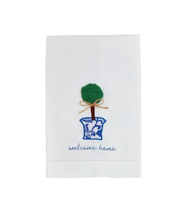 Mud Pie Welcome Boxwood Embroid Towel