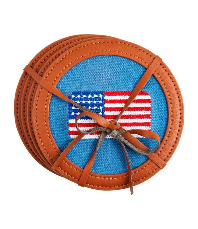 Mud Pie American Flag Coaster Set