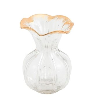 Mud Pie Lg Ruffled Gold Glass Vase