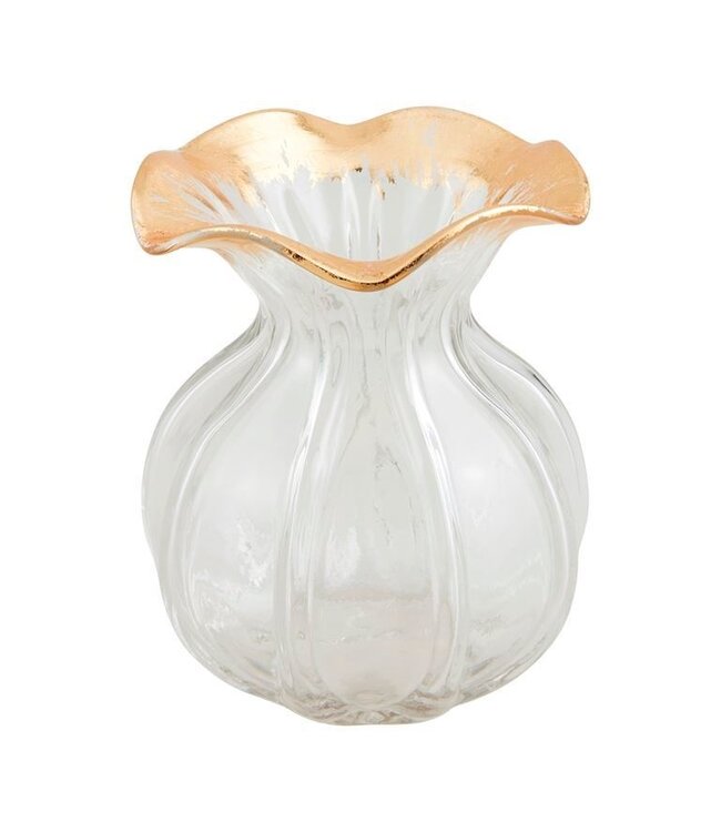 Mud Pie Sm Ruffled Gold Glass Vase