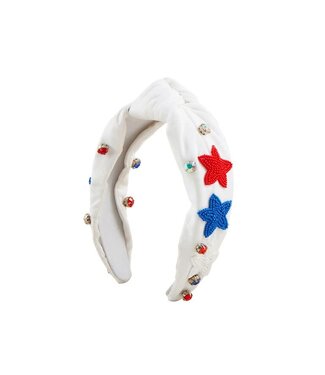 Mud Pie 4th Of July Beaded Headband-Wh